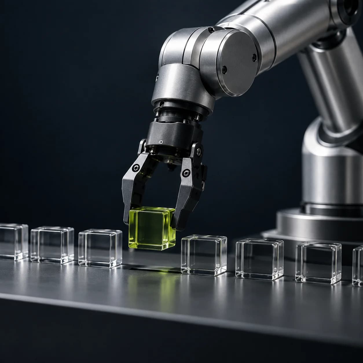Hassas bir yerleştirme işlemini otomatikleştiren robotik kol